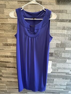 Dana Buchman Royal Blue Sleeveless Knit Dress with Decorative Neckline